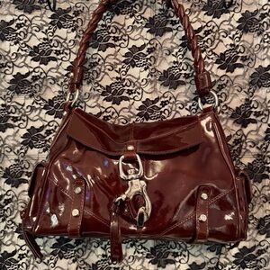Francesco Biasia Glossy Brown Shoulder Bag